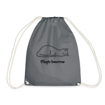 Maybe Tomorrow Cat / Black - Drawstring Bag - grey - Front