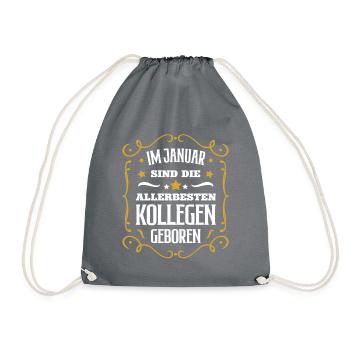 Januar Geburtstag Kollege Geb Kollegen Arbeit Job - Turnbeutel - Grau - Vorne