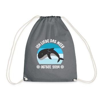 Ostsee 2024 Urlaub Ich liebe das Meer Wale Retten - Turnbeutel - Grau - Vorne
