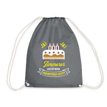 Zimmer Geburtstag Geburtstagsgeschenk Zimmermann - Turnbeutel - Grau - Vorne