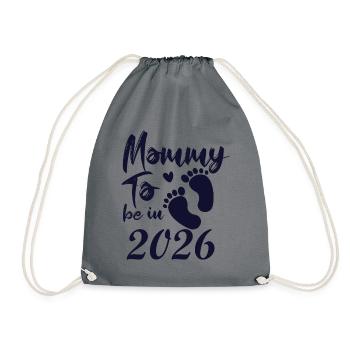 Mommy To Be In 2026 Baby Feet - Drawstring Bag - grey - Front