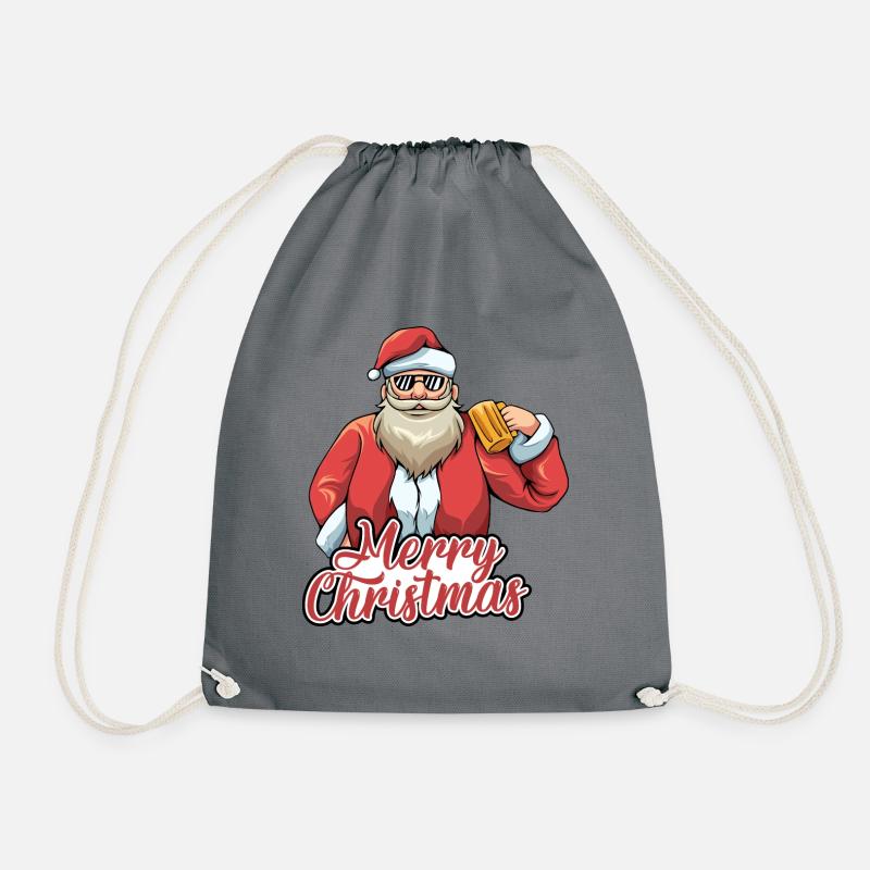 Weihnachten Weihnachtsmann Geschenke - Turnbeutel - Grau