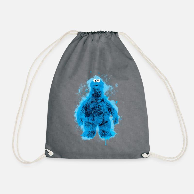 Sesame Street Cookie Monster Color Splashes - Drawstring Bag - grey