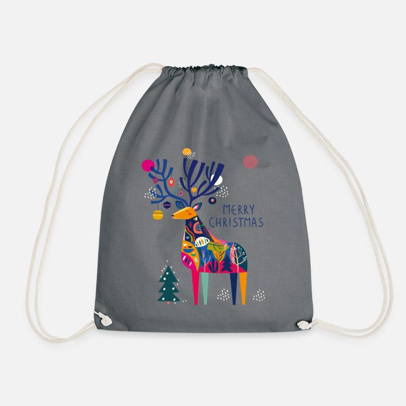 Hirsch mit Weihnachtskugeln - Turnbeutel - Grau