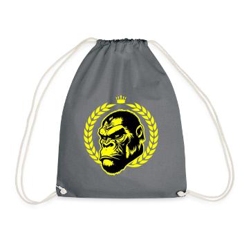 Gorilla Kopf - Turnbeutel - Grau - Vorne