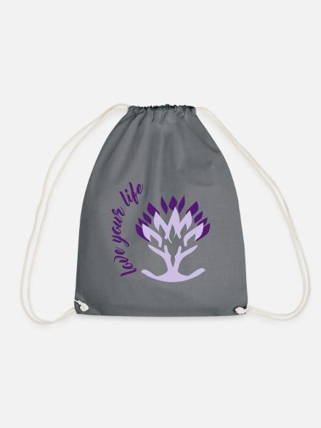 Love Your Life, tree of life, tree, life - Drawstring Bag - grey