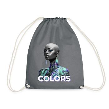 COLORFUL BLACK WOMAN FUTURISTISCHE KUNST - Turnbeutel - Grau - Vorne