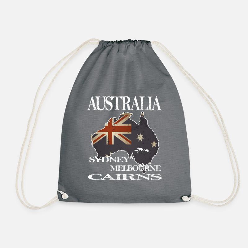 Australien, Sydney ,Melbourne,Geschenk - Turnbeutel - Grau