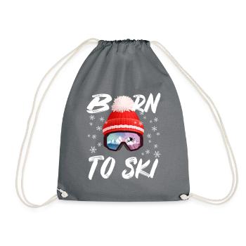 Born to ski - Drawstring Bag - grey - Front