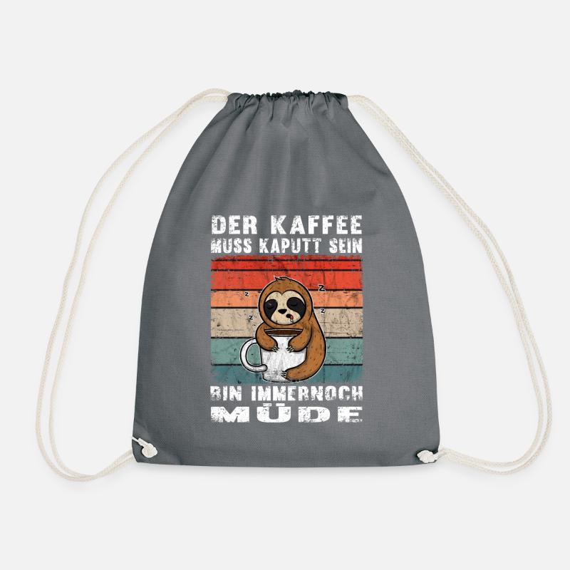 Kaffee Morgenmuffel Faultier Spruch Geschenk - Turnbeutel - Grau
