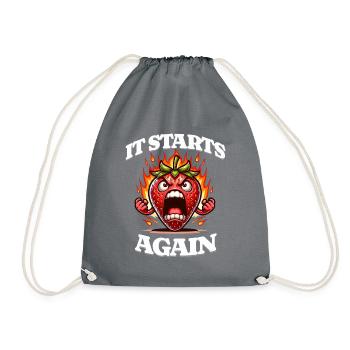Period Menstruation Strawberry Week It Begins - Drawstring Bag - grey - Front