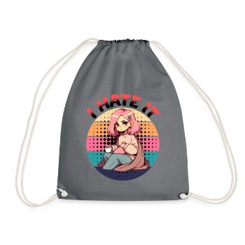 Menstruation: I Hate It Statement - Drawstring Bag - grey - Front
