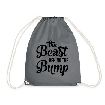 THE BEAST BEHIND lustiges Geschenk Schwangere - Turnbeutel - Grau - Vorne
