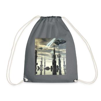 Fantasie Science Fiction Stadt - Turnbeutel - Grau - Vorne