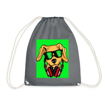 Chien avec écouteurs et fond vert - Sac de sport léger - gris - Devant