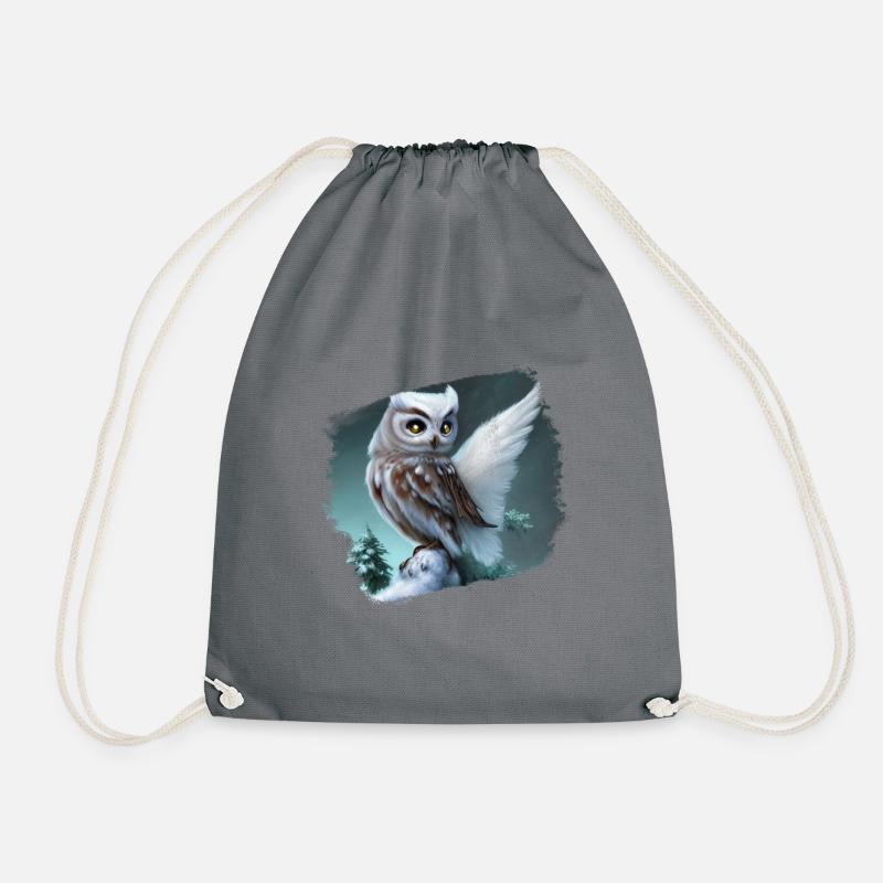 Snowy owl - Drawstring Bag - grey