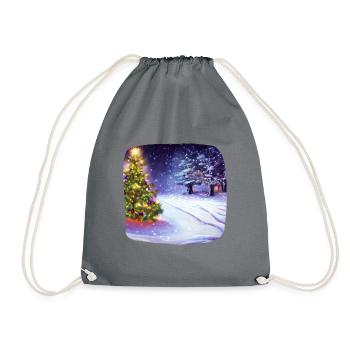 Weihnachtsbaum mit Schnee - Turnbeutel - Grau - Vorne