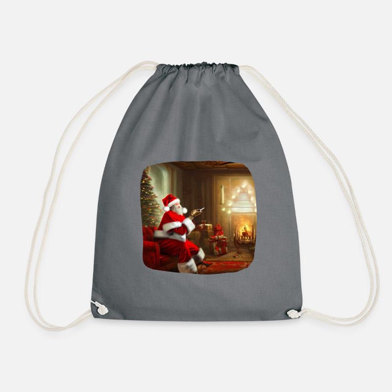 Weihnachtsmann im Wohnzimmer - Turnbeutel - Grau