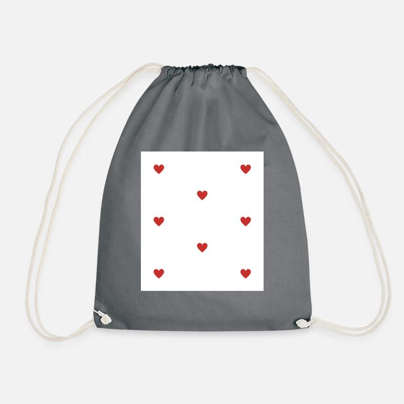 red hearts - Drawstring Bag - grey