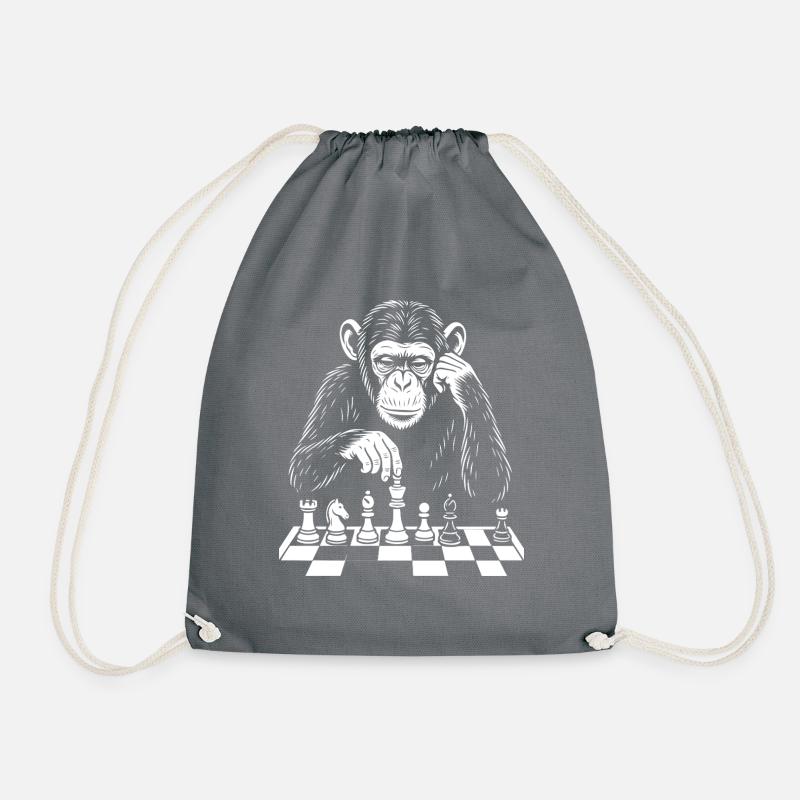 Intelligenter Affe spielt Schach - Turnbeutel - Grau