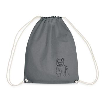 West Highland Terrier Line Art - Drawstring Bag - grey - Front