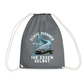 ECHTE MÄNNER - Angler angeln ANGEL - Turnbeutel - Grau - Vorne