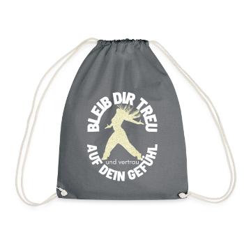 BLEIB DIR TREU Sprücheshirts Motivationssprüche - Turnbeutel - Grau - Vorne