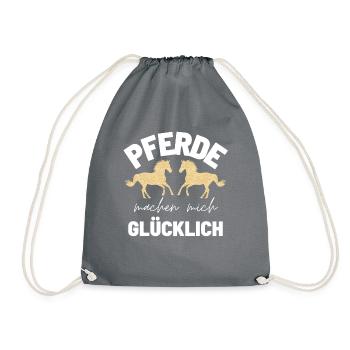 Pferd Pferde Pferdeliebe horse - Geschenkidee - Turnbeutel - Grau - Vorne