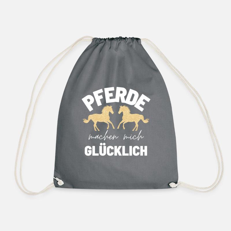 Pferd Pferde Pferdeliebe horse - Geschenkidee - Turnbeutel - Grau