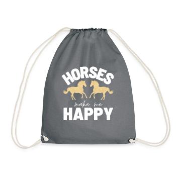 Horse Horses Horse Love horse - Gift idea - Drawstring Bag - grey - Front