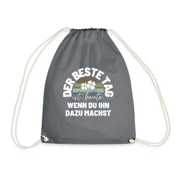 DER BESTE TAG IST HEUTE Geschenk Motivation - Turnbeutel - Grau - Vorne