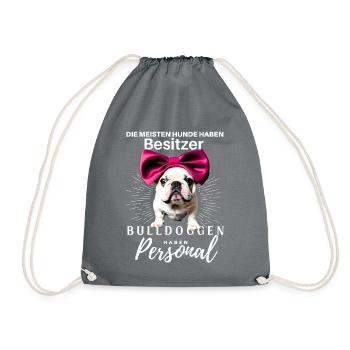 Bulldogge Bulldog Bulldoggen Mama Papa - Turnbeutel - Grau - Vorne