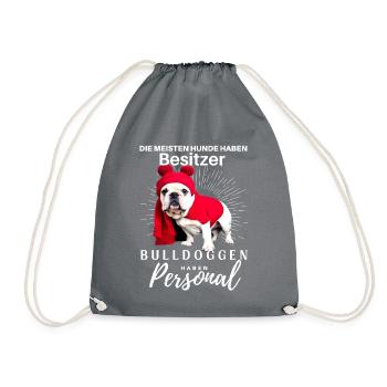 Bulldogge Bulldog Bulldoggen Mama Papa - Turnbeutel - Grau - Vorne