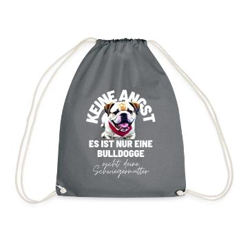 KEINE ANGST ... Bulldogge Bulldog Bulldoggen - Turnbeutel - Grau - Vorne