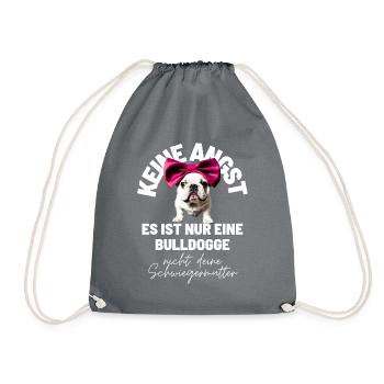 KEINE ANGST ... Bulldogge Bulldog Bulldoggen - Turnbeutel - Grau - Vorne