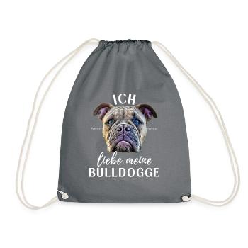 ICH LIEBE MEINE Bulldogge Bulldog Bulldoggen - Turnbeutel - Grau - Vorne