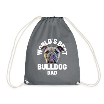 Bulldog WORLD ́S BEST Bulldog DAD Bulldogs Papa - Drawstring Bag - grey - Front