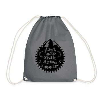 don't fear shift down gear - hollow - Drawstring Bag - grey - Front