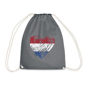 Niederlande Herz used look - Turnbeutel - Grau - Vorne