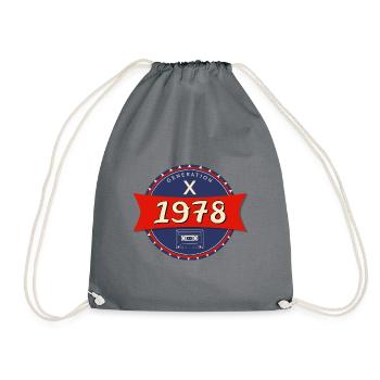 1978 geboren - Generation X - Turnbeutel - Grau - Vorne