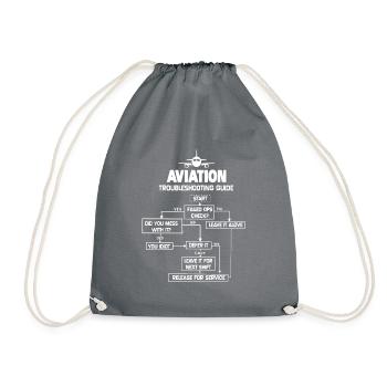 Aviation Troubleshooting Guide Airplane Gift Shirt - Drawstring Bag - grey - Front