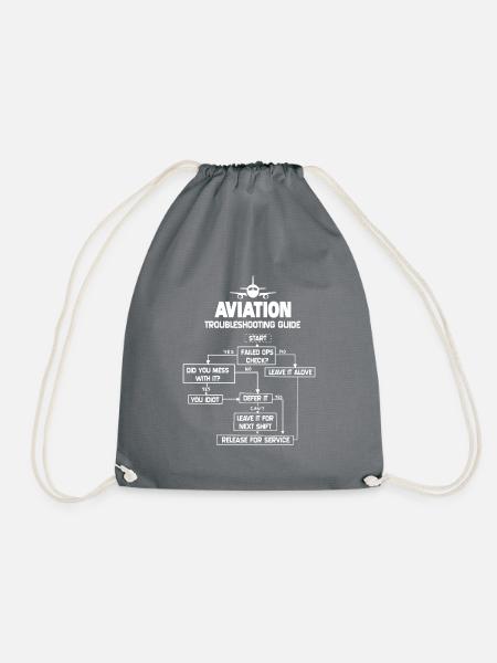 Anleitung zur Fehlersuche in der Luftfahrt Flugzeuggeschenk-Shirt - Turnbeutel - Grau