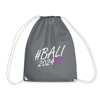 Bali 2024 Herz Reise - Turnbeutel - Grau - Vorne