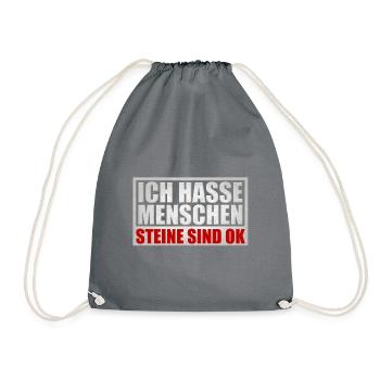 Ich hasse Menschen - Turnbeutel - Grau - Vorne