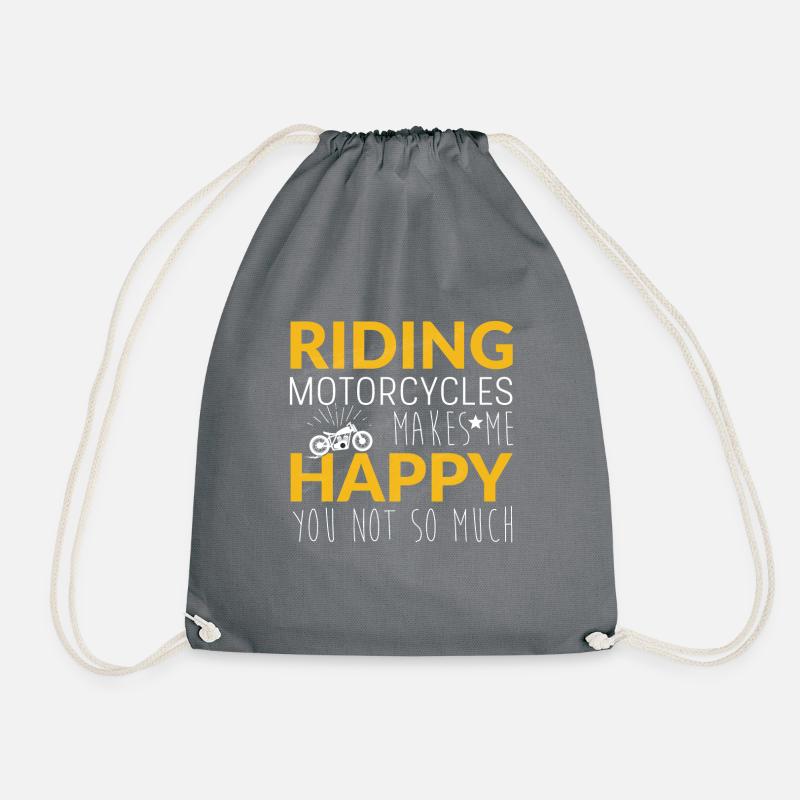 Riding motorcycles makes me happy you not so much - Drawstring Bag - grey