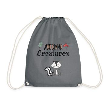 Stinktier Skunk Waldbewohner Tier Clipart Geschenk - Turnbeutel - Grau - Vorne