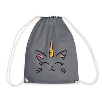 Anniversaire de cadeau graphique dessin Licorne chat - Sac de sport léger - gris - Devant