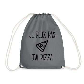 "T-Shirt drôle "Je peux pas, j'ai pizza" - Sac de sport léger - gris - Devant