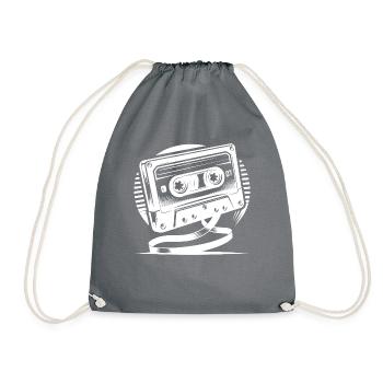 Vintage Cassette Tape - Retro Music Nostalgia - Drawstring Bag - grey - Front