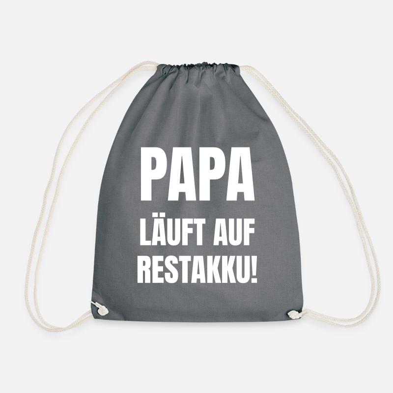 Papa läuft auf Restakku - Turnbeutel - Grau